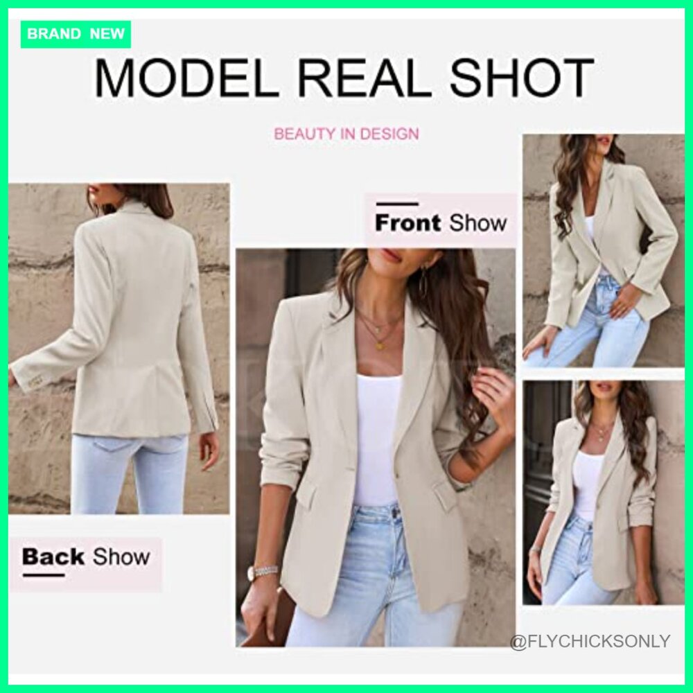 Polyester Notch Collar Blazer Jacket For Business… - image 4